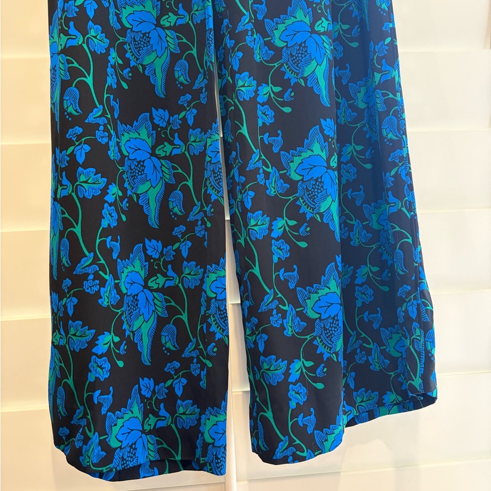 DIANE VON FURSTENBERG DVF NWT Waylen Blue Wide Leg Pants Trousers 4 Crepe Slinky - Picture 4 of 12
